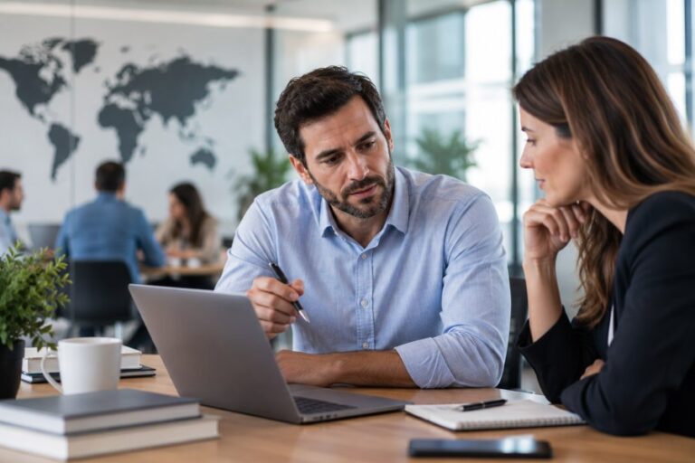 Profesionales gestionando la bonificación de la formación de idiomas.