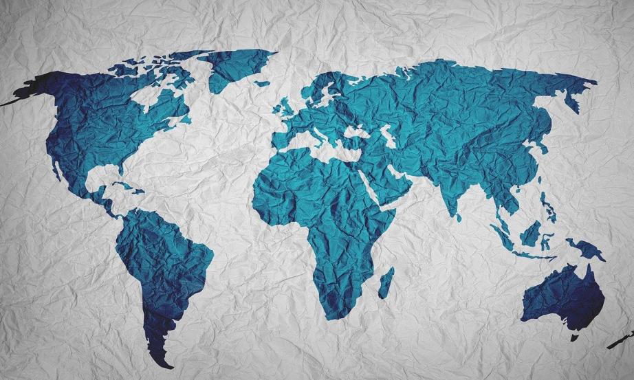 Mapamundi de los acentos de inglés por el mundo
