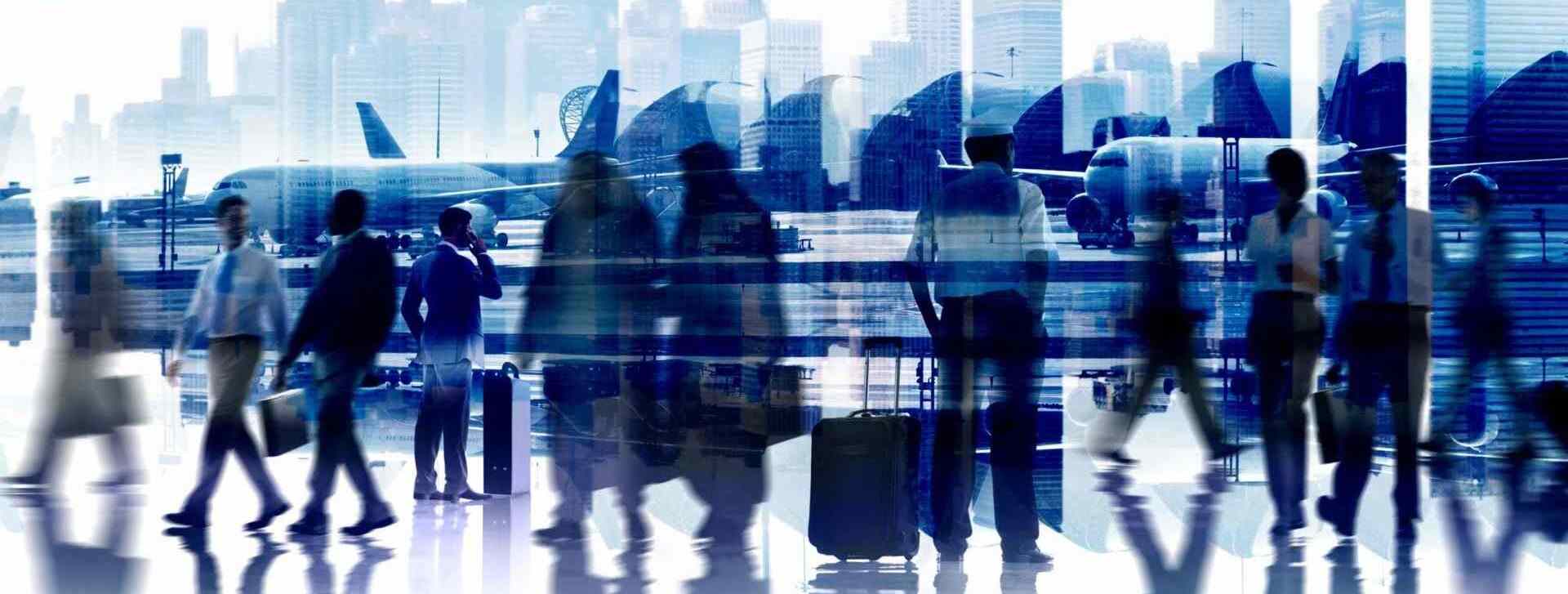 Profesionales de distintas culturas viajando para negociar