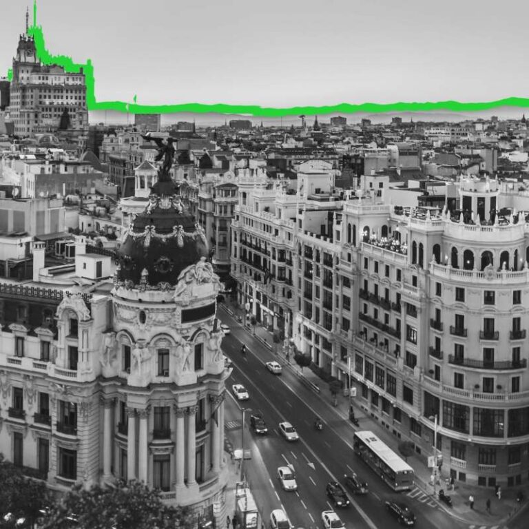 Panorámica de Madrid en BN que simboliza el protocolo español de negociación de Kleinson.