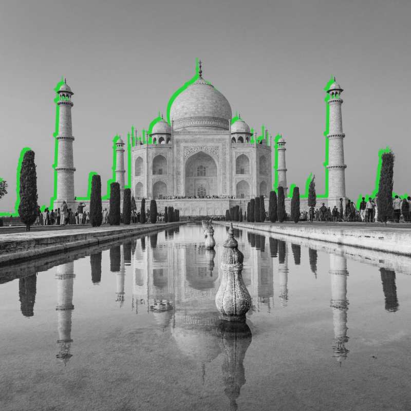 Taj Mahal en BN que simboliza el protocolo indio de negociación de Kleinson.