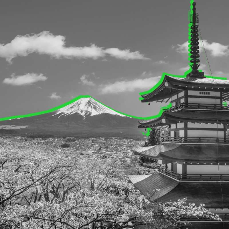 Monte Fuji en BN que simboliza el protocolo japonés de negociación de Kleinson.