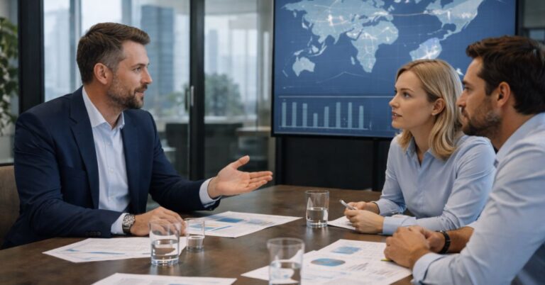 Interaction between headquarters and local teams showing different interpretations of the same strategic decision.