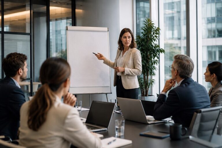 Language Coach de Kleinson formando a profesionales en inglés de negocios.
